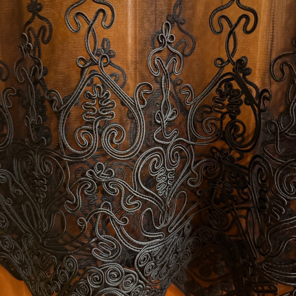 Sheer Embroidered Black Long-Sleeve Top - Picture 14 of 16